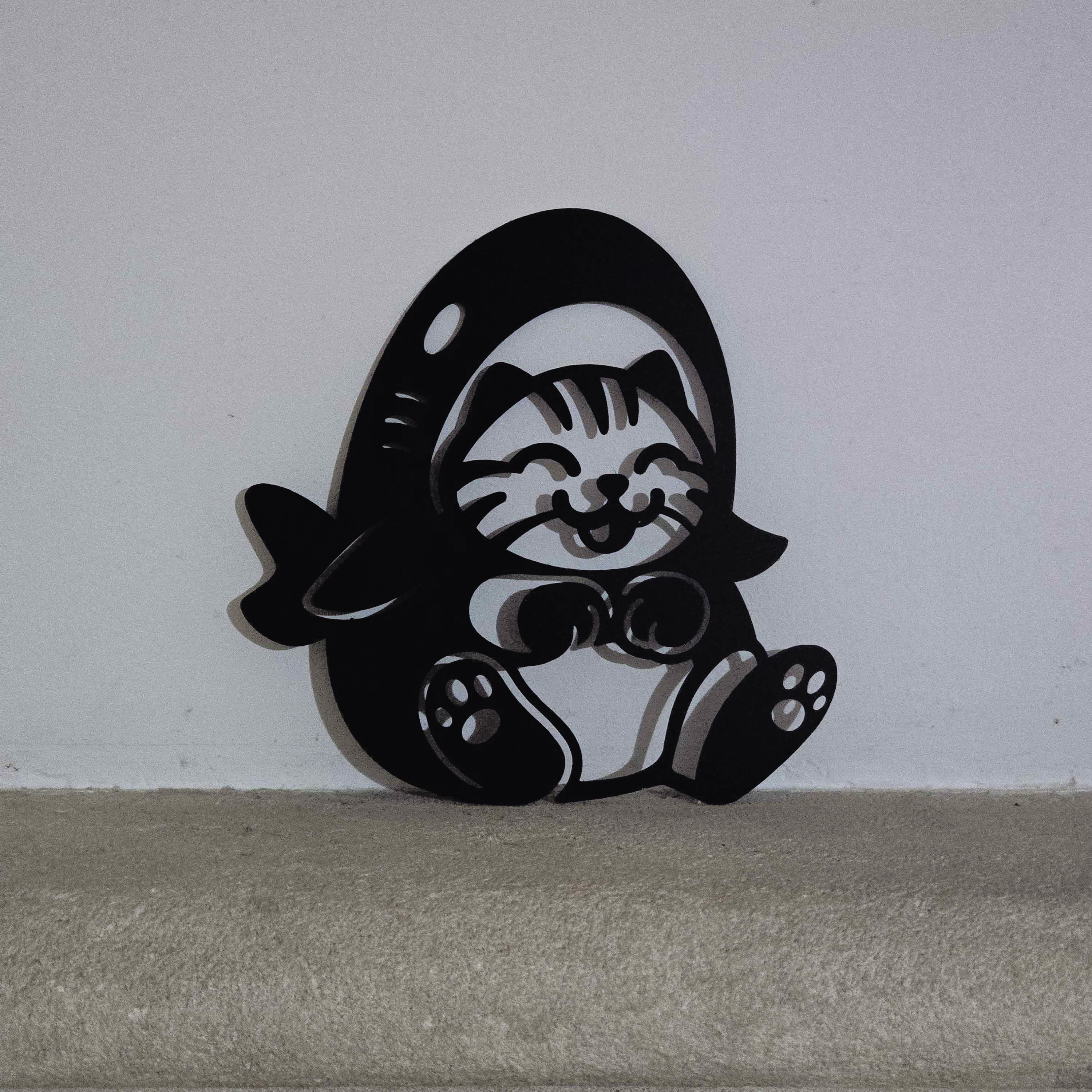 Décoration murale métal Catshark 21×21 cm – vue Posé